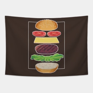 Pixel Art Burguer Anatomy Tapestry