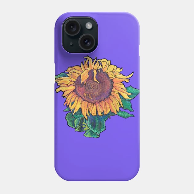 Big Sunflower Moderna Phone Case by NoCoBirds