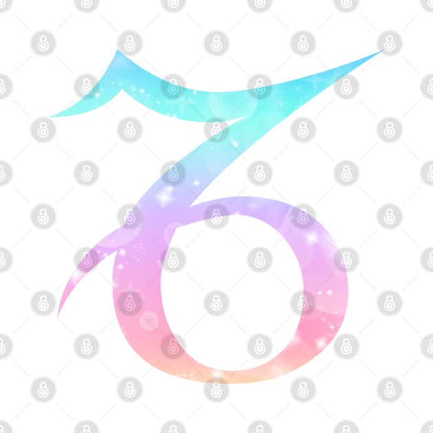 Capricorn Zodiac Symbol in Magical Unicorn Colors by bumblefuzzies