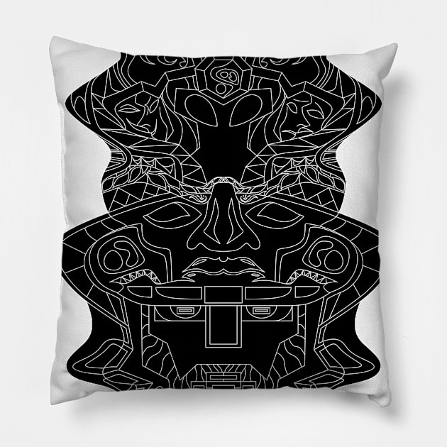 olmec alien astronaut ecopop Pillow by jorge_lebeau