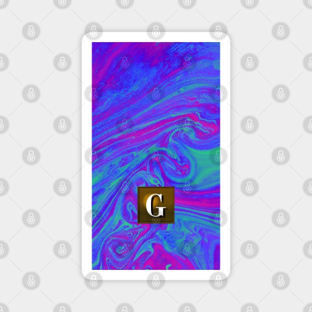 Vaporwave Monogram G | Acrylic Liquid Pour Art Magnet by Terriology