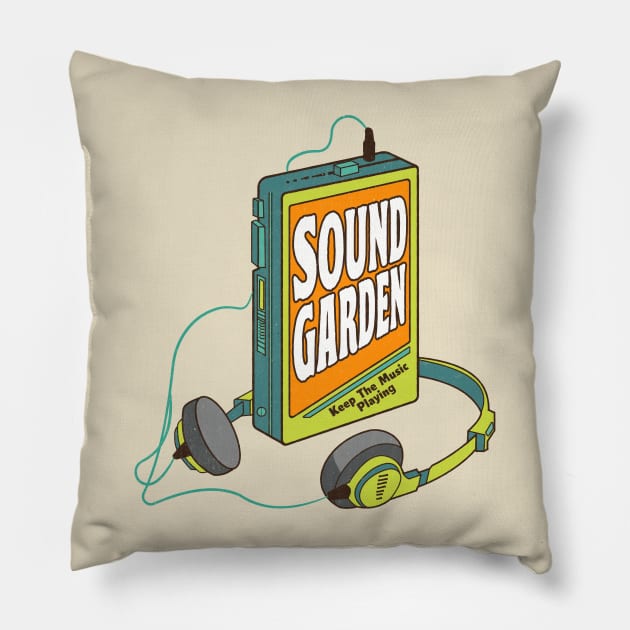 Soundgarden / Retro Walkman Design / Retro Music Art Pillow by EliseOB