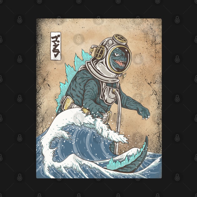 The Great Godzilla diver off Kanagawa by opoyostudio