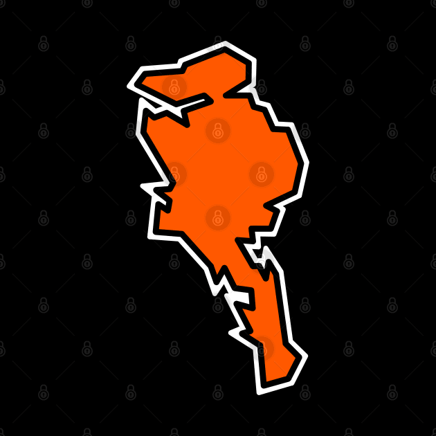 Quadra Island in Tangerine Orange - Solid Simple Silhouette - Quadra Island by City of Islands