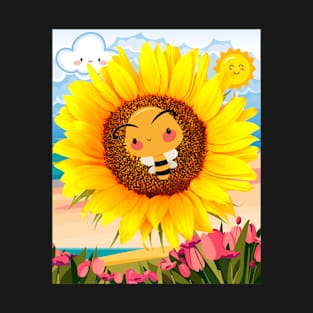 Bee on a Sunflower - Beeee Happy - Spring Comming T-Shirt