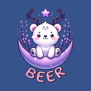 BEER Cute& Kawaii Bear with Deer Antlers T-Shirt