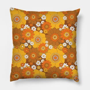 Pushing Daisies Orange and brown Pillow