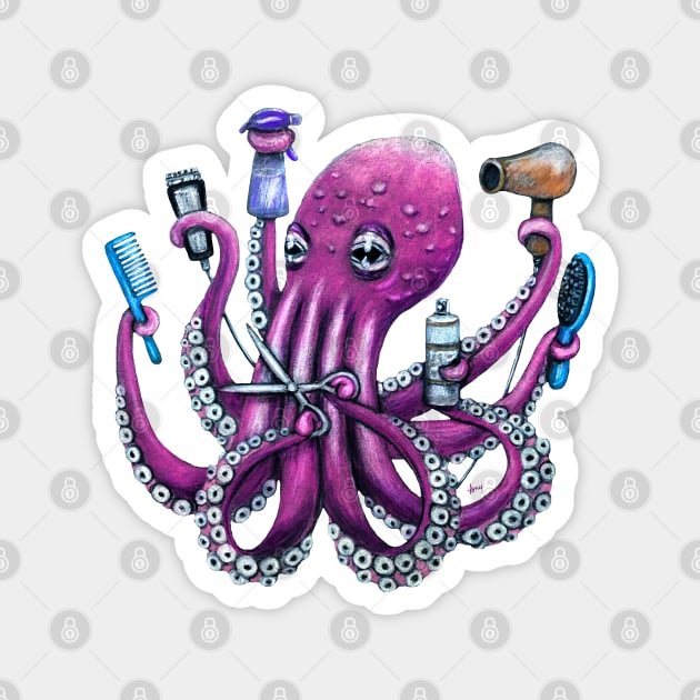 "OctoStylist" - OctoKick collection Magnet by GardenPartyArt