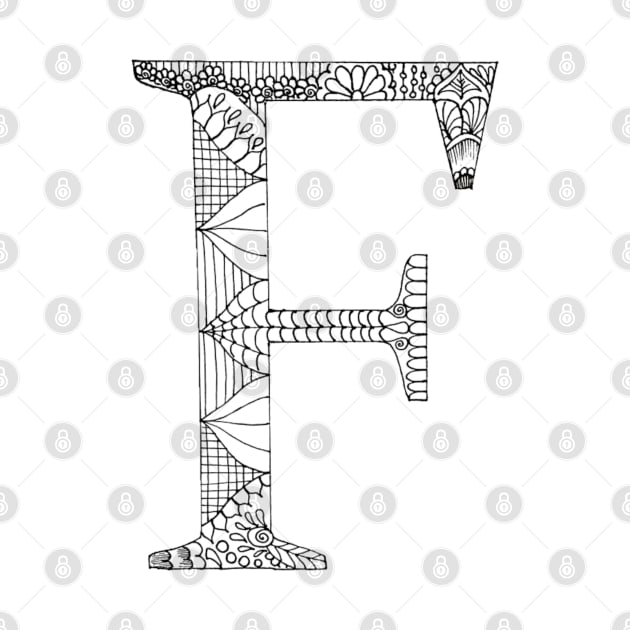 Henna Alphabet F / Henna Letter F - Black Henna Line Art by Tilila