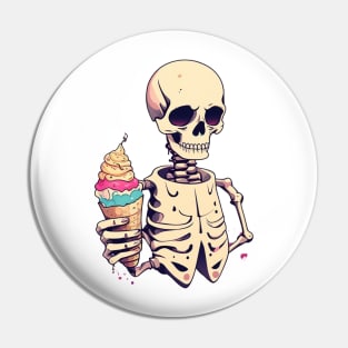 Skeleton holding icecream Pin