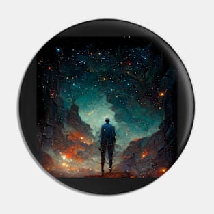 Man Staring at the Universe- best selling Pin