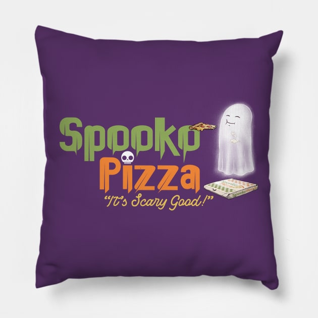 Spooko Pizza Wide Logo Pillow by AJIllustrates