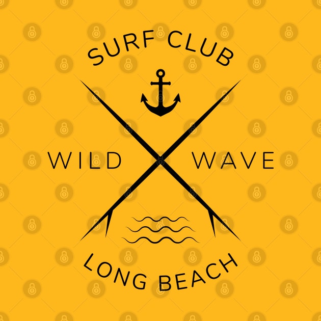 Surfing tshirt Surf Club Long Beach ocean blue  surfing t-shirt by T-LINE