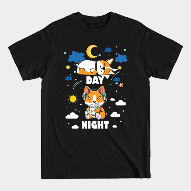 Disover Sleep All Day Play Games All Night Funny Dog Night Shirt Corgi Pc Gamer Gift For Women Men - Funny Christmas Gift For Family - T-Shirt
