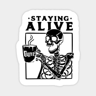 Caffeine Addict Skeleton Quirky Coffee Lover Design Magnet