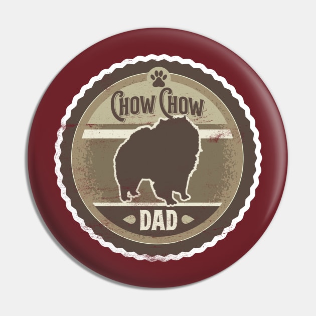 Chow Chow Dad - Distressed Chow Chow Silhouette Design Pin by DoggyStyles