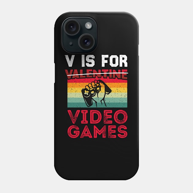 V is for video games, not valentines, vintage gaming shirt Phone Case by Chichid_Clothes