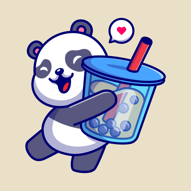 Cute Panda Holding Boba Milk Tea Drink Cartoon by Catalyst Labs