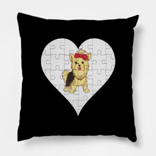 Yorkshire Terrier Heart Jigsaw Pieces Design - Gift for Yorkshire Terrier Lovers Pillow