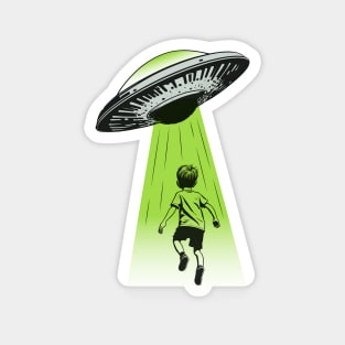 Ufo abducting a Kid - Pencil Drawing Magnet