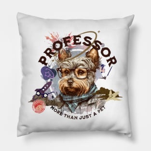 Professor dog - part-time pet logo Pillow