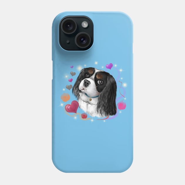 Tri-Colored Cavalier King Charles Spaniel Love Design Phone Case by Cavalier Gifts