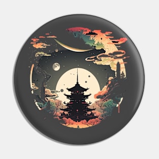 Japanese Temple Tokyo  Asian Inspired Retro Japan Pin