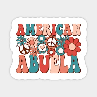 Retro Groovy American Abuela Matching Family 4th of July Magnet