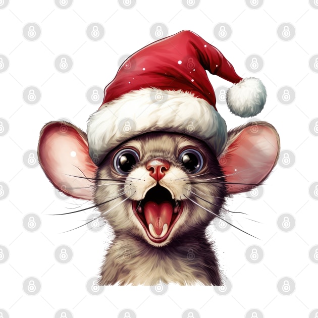 Funny Christmas Mouse Face by Chromatic Fusion Studio