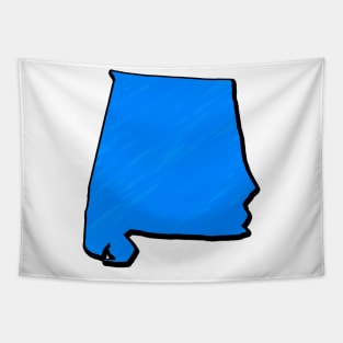 Bright Blue Alabama Outline Tapestry