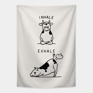 Inhale Exhale Cow Tapestry