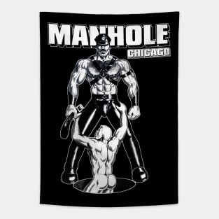Manhole Vintage Retro Leather Gay Chicago LGBT Tapestry