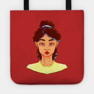 Pretty Girl With Curly Brown Hair And Bright Brown Eyes Tote