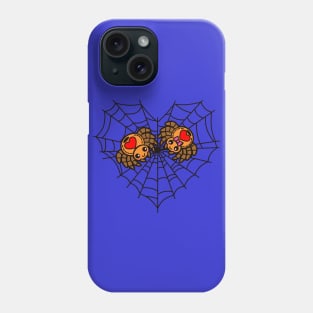 Cute Kawaii Couple Spiders Heart Shaped Web Valentine Cartoon Phone Case