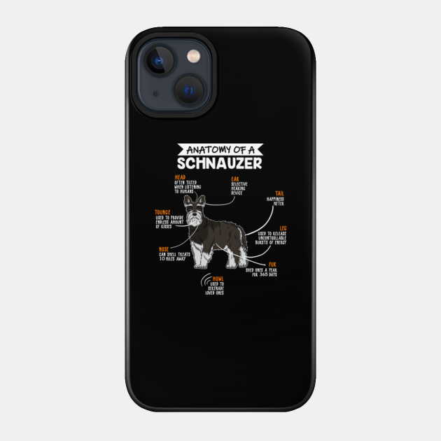 Anatomy Of A Schnauzer Dog - Puppy - Phone Case