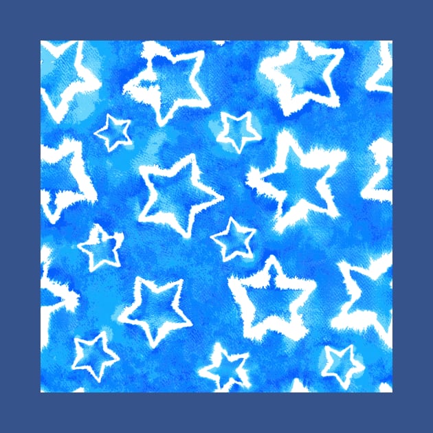 Blue Tie Dye Stars by Carolina Díaz