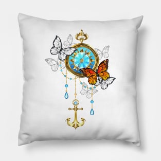 Compass with Butterflies Pillow