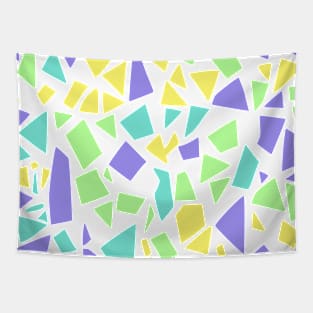 Triangular Shaped Yellow Green Purple Blue Geometric Abstract Art Tapestry