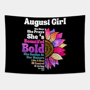 Sunflower August Girl She Slays She Prays She's Beautiful Like A Boss Tapestry