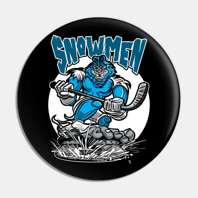 Snowmen Hockey Player Mascot Pin by eShirtLabs