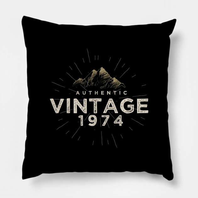 Authentic Vintage 1974 Birthday Design Pillow by DanielLiamGill