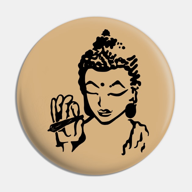 Buddha Was A Stoner T-Shirt Pin by iCECREVM