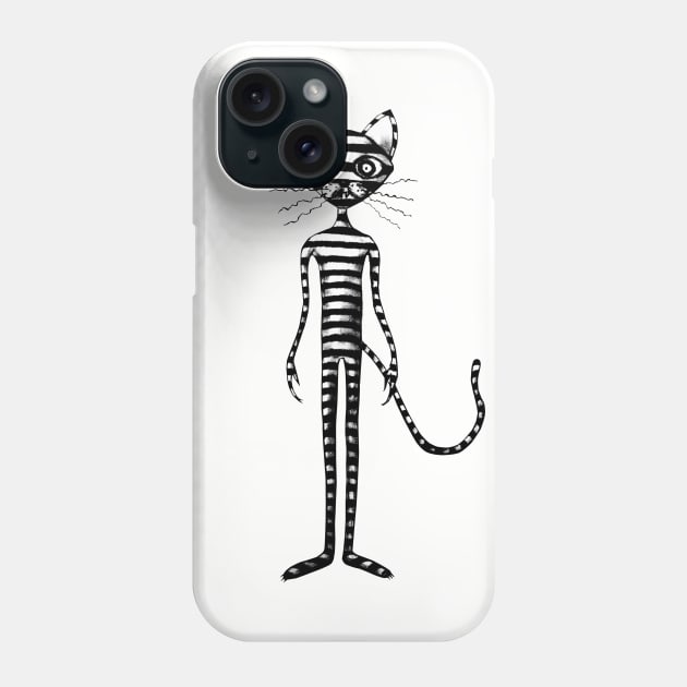 Striped cat Phone Case by HanDraw