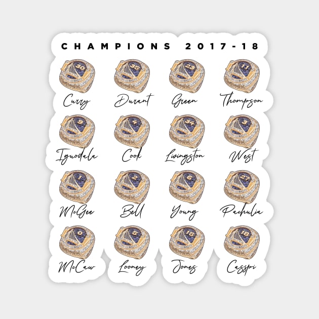 GSW Golden State Warriors Championship Rings 2017-2018 Season Basketball Vector Magnet by teeleoshirts