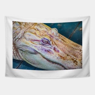 Face of a albino alligator Tapestry