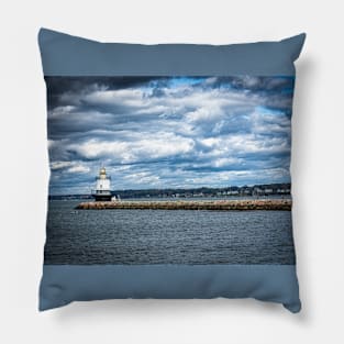 Spring Point Ledge Light and Breakwater Portland Maine Pillow