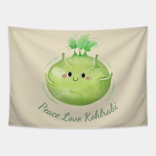 Peace Love Kohlrabi Watercolor Cute Tapestry