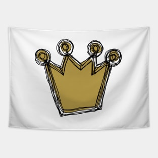 Gold Crown Minimalist Sketch Tapestry