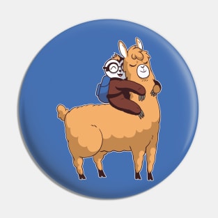 Cute Nerdy Sloth Riding a Llama Pin