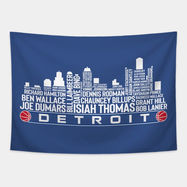 Detroit Basketball Team All Time Legends, Detroit City Skyline Tapestry by Legend Skyline